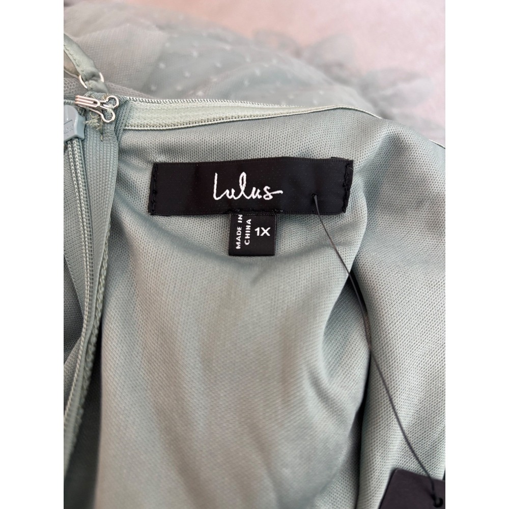 NWT Lulus Pure Radiance Sage Brush Mesh Swiss Dot Tiered Maxi Dress Romantic - Picture 4 of 9